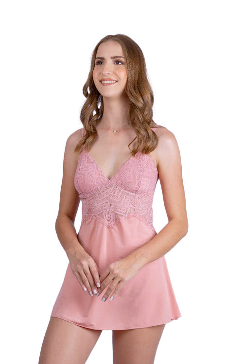 Camisola de Renda Decote V em Liganete - Stella Bernardi