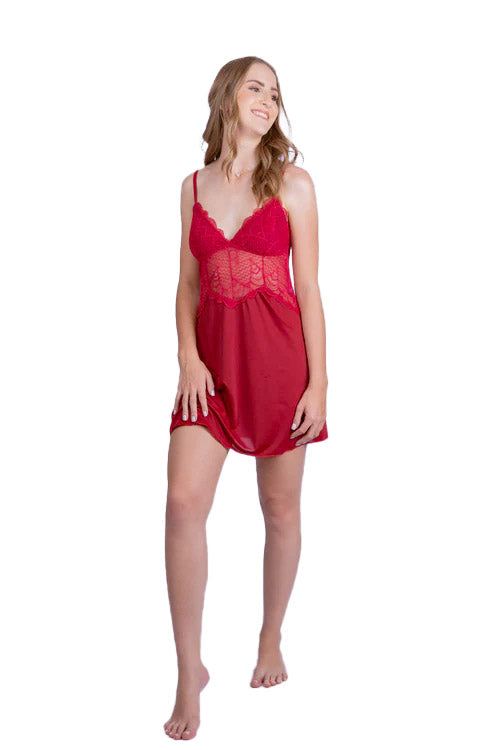 Camisola de Renda Decote V em Liganete - Stella Bernardi