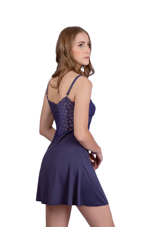 Camisola de Renda Decote V em Liganete - Stella Bernardi