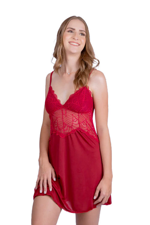 Camisola de Renda Decote V em Liganete - Stella Bernardi