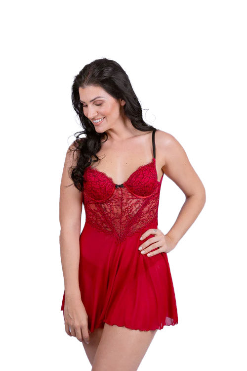 Camisola de Renda e Tule Luxury com Fio Dental - Stella Bernardi
