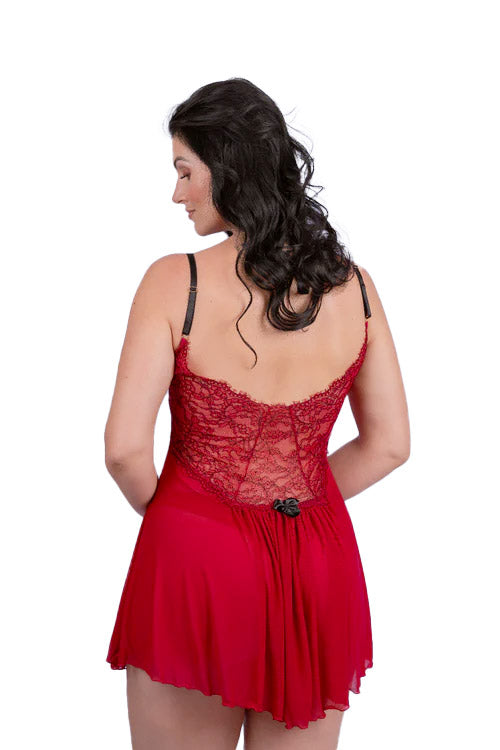 Camisola de Renda e Tule Luxury com Fio Dental - Stella Bernardi