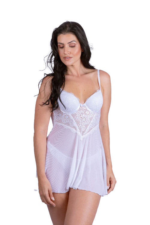 Camisola de Renda e Tule Luxury com Fio Dental - Stella Bernardi