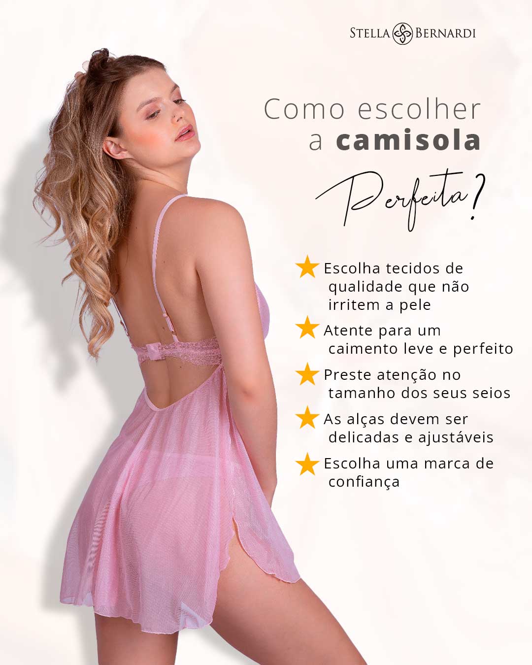 Camisola de Renda e Tule Luxury com Fio Dental - Stella Bernardi