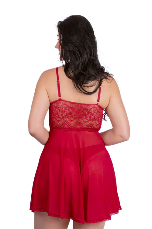 Camisola de Renda Strappy e Fio Dental - Stella Bernardi