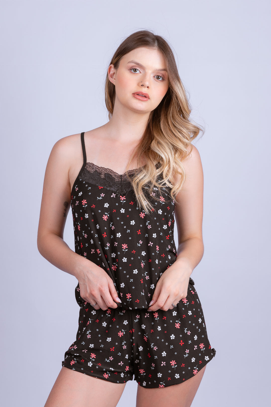 Babydoll de Liganete com Rendas - Stella Bernardi