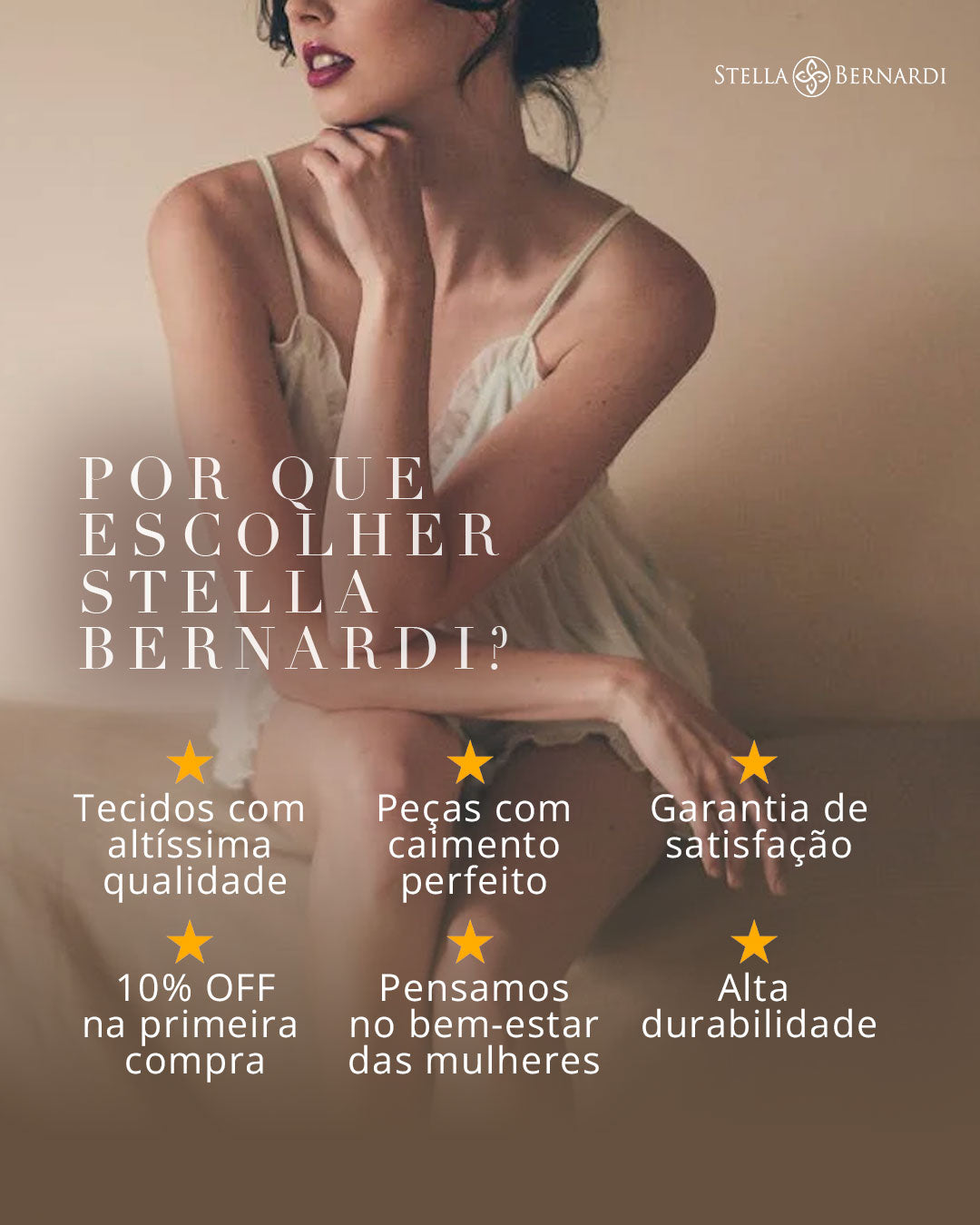 Camisola de Renda em Tule e Calcinha - Stella Bernardi